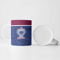 Queensland Samoa Custom Ceramic Mug Maroon-Blue Pacific Polynesian Tribal Pattern - Polynesian Pride