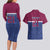 Queensland Samoa Custom Couples Matching Long Sleeve Bodycon Dress and Hawaiian Shirt Maroon-Blue Pacific Polynesian Tribal Pattern