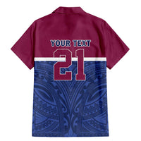 Queensland Samoa Custom Family Matching Mermaid Dress and Hawaiian Shirt Maroon-Blue Pacific Polynesian Tribal Pattern