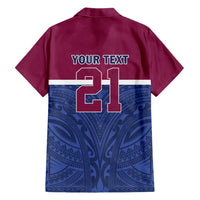 Queensland Samoa Custom Family Matching Short Sleeve Bodycon Dress and Hawaiian Shirt Maroon-Blue Pacific Polynesian Tribal Pattern