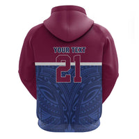 Queensland Samoa Custom Hoodie Maroon-Blue Pacific Polynesian Tribal Pattern
