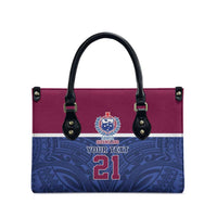 Queensland Samoa Custom Leather Bag Maroon-Blue Pacific Polynesian Tribal Pattern - Polynesian Pride