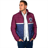 Queensland Samoa Custom Padded Jacket Maroon-Blue Pacific Polynesian Tribal Pattern - Polynesian Pride