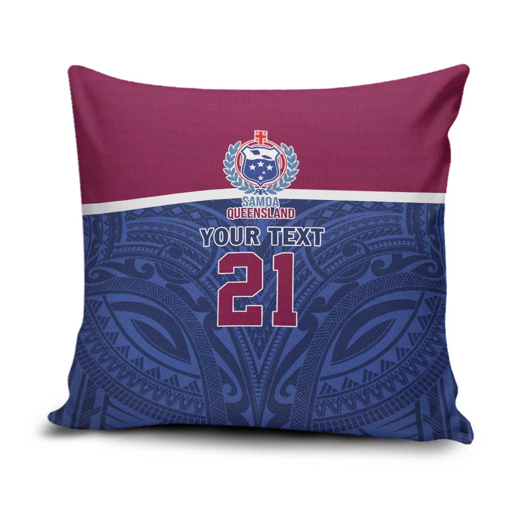 Queensland Samoa Custom Pillow Cover Maroon-Blue Pacific Polynesian Tribal Pattern LT9 Dark Blue - Polynesian Pride
