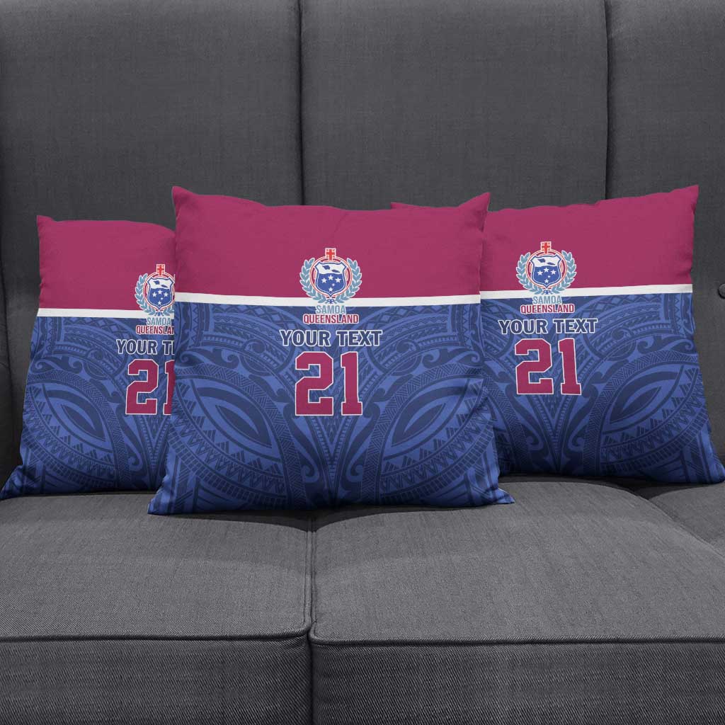 Queensland Samoa Custom Pillow Cover Maroon-Blue Pacific Polynesian Tribal Pattern LT9 - Polynesian Pride