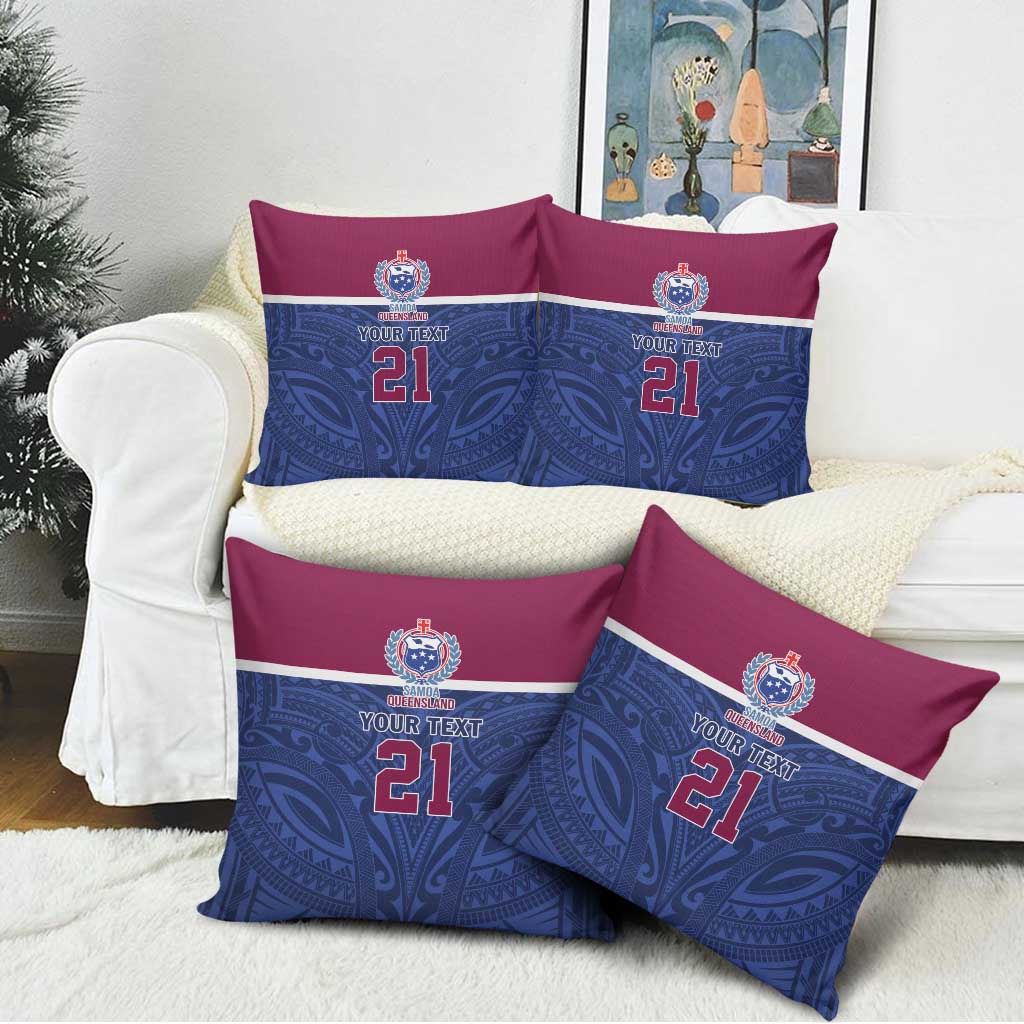 Queensland Samoa Custom Pillow Cover Maroon-Blue Pacific Polynesian Tribal Pattern LT9 - Polynesian Pride