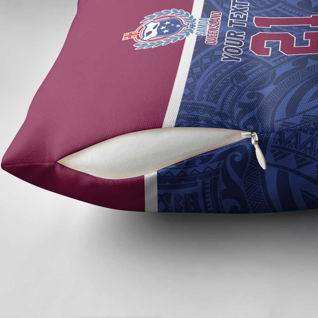 Queensland Samoa Custom Pillow Cover Maroon-Blue Pacific Polynesian Tribal Pattern LT9 - Polynesian Pride