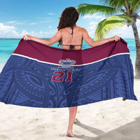 Queensland Samoa Custom Sarong Maroon-Blue Pacific Polynesian Tribal Pattern