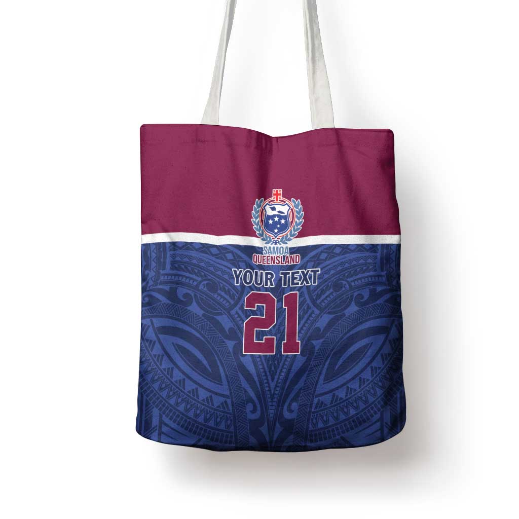 Queensland Samoa Custom Tote Bag Maroon-Blue Pacific Polynesian Tribal Pattern LT9 - Polynesian Pride