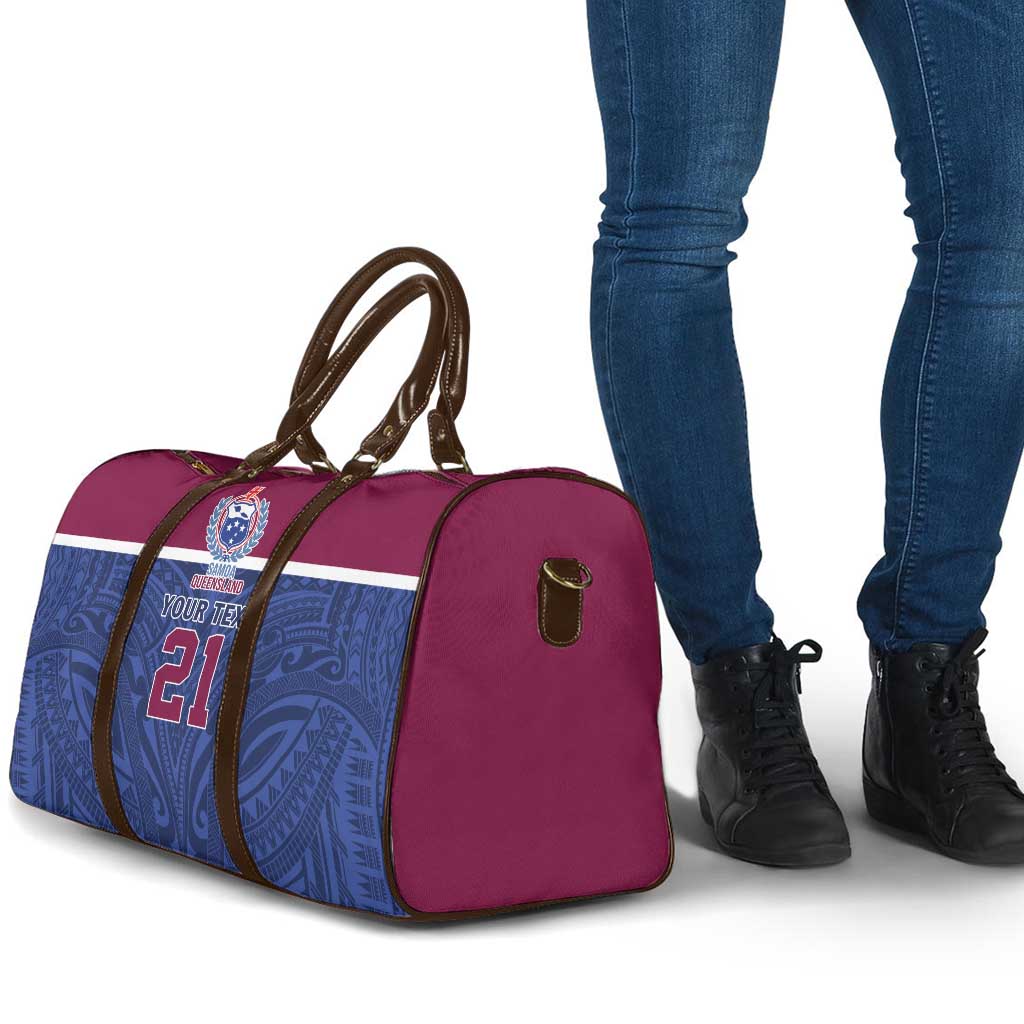 Queensland Samoa Custom Travel Bag Maroon-Blue Pacific Polynesian Tribal Pattern - Polynesian Pride