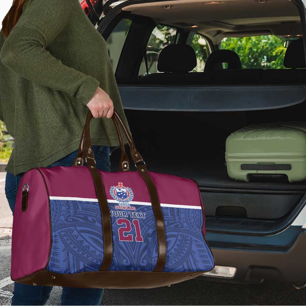 Queensland Samoa Custom Travel Bag Maroon-Blue Pacific Polynesian Tribal Pattern - Polynesian Pride