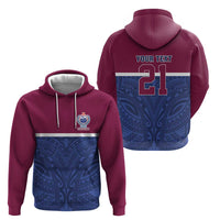 Queensland Samoa Custom Zip Hoodie Maroon-Blue Pacific Polynesian Tribal Pattern