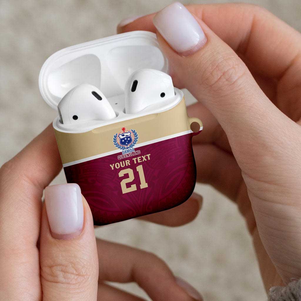 Queensland Samoa Custom AirPods Case Maroon Pacific Polynesian Tribal Pattern - Polynesian Pride
