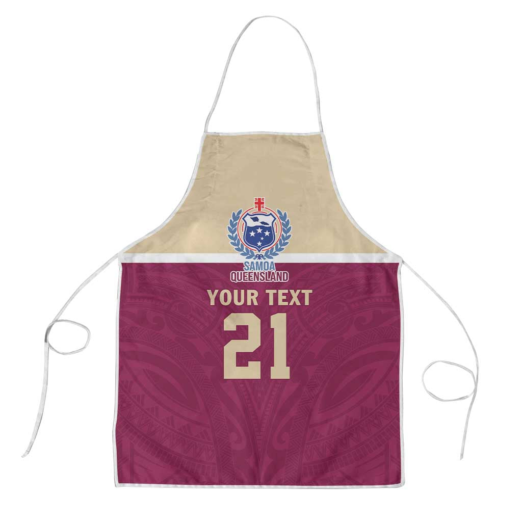Queensland Samoa Custom Apron Maroon Pacific Polynesian Tribal Pattern - Polynesian Pride