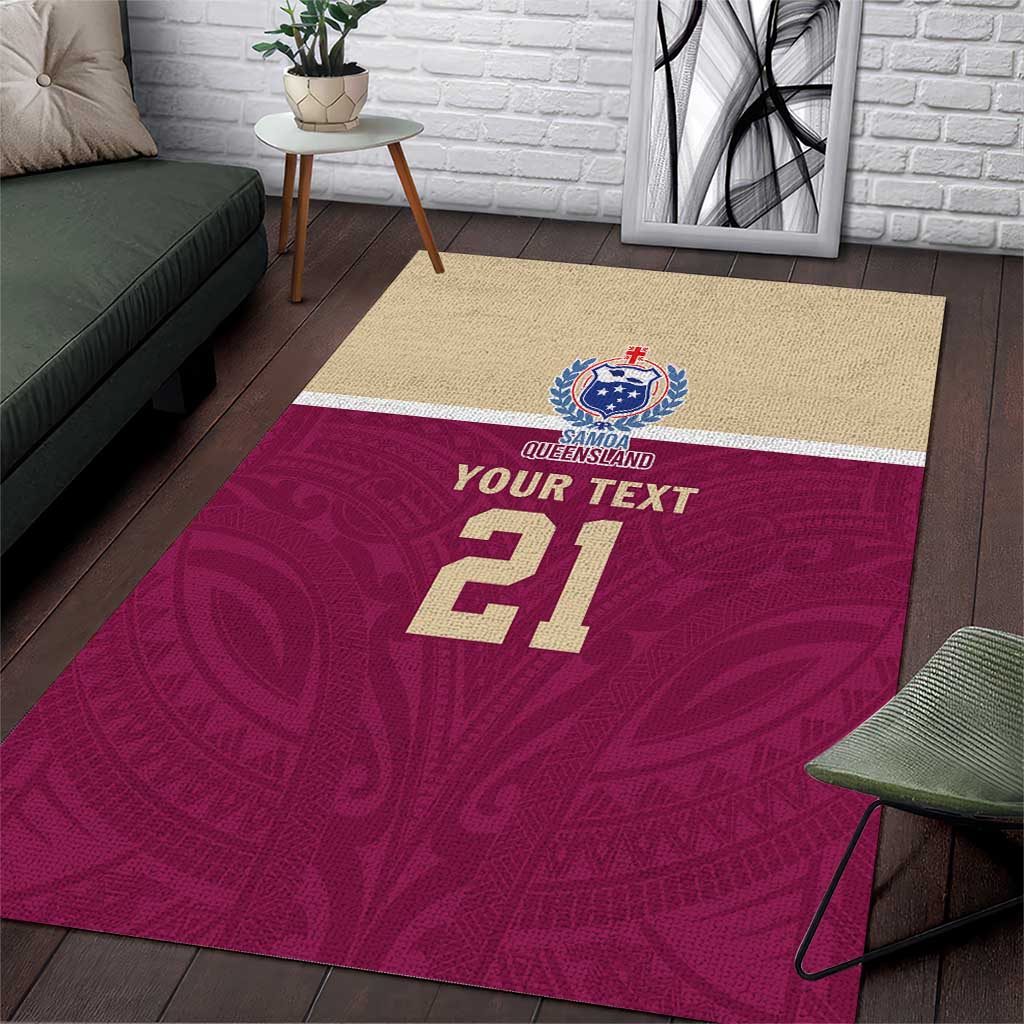 Queensland Samoa Custom Area Rug Maroon Pacific Polynesian Tribal Pattern