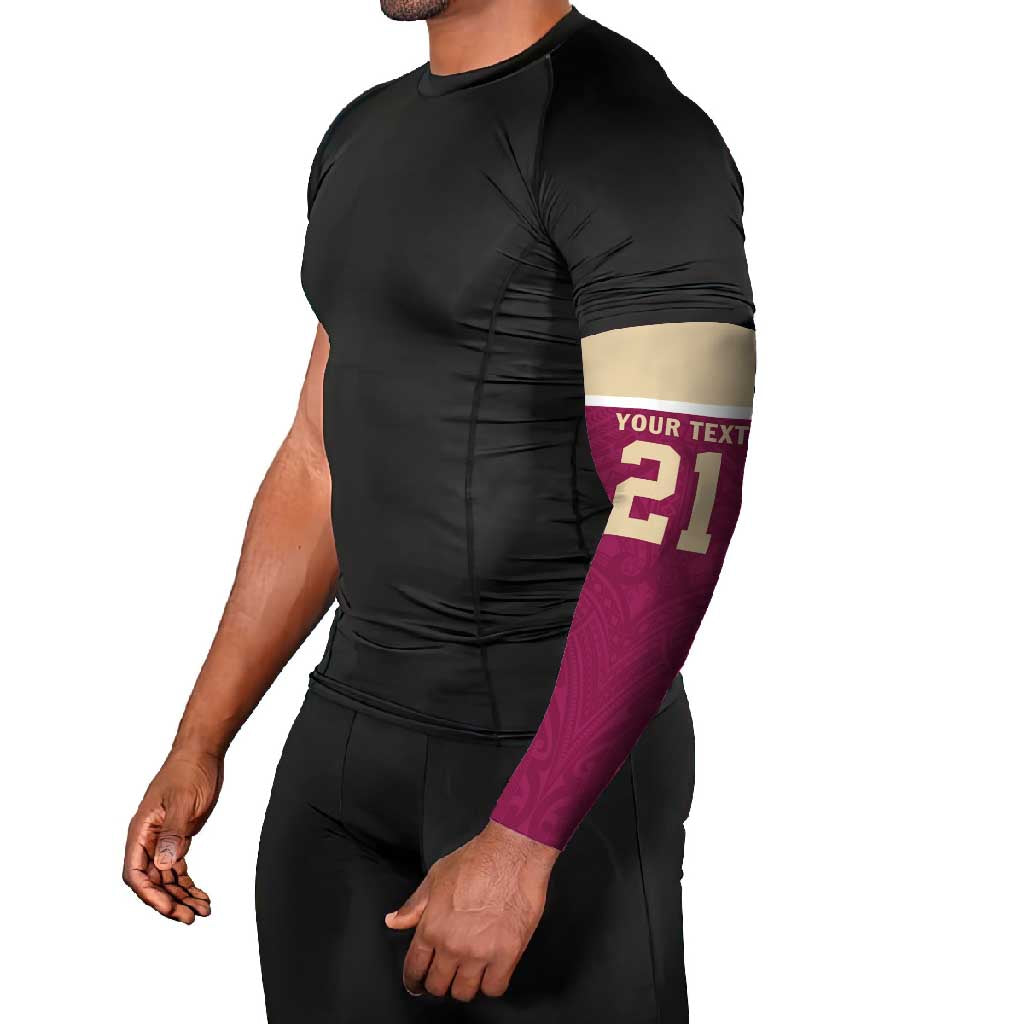 Queensland Samoa Custom Arm Sleeves Maroon Pacific Polynesian Tribal Pattern LT9 - Polynesian Pride