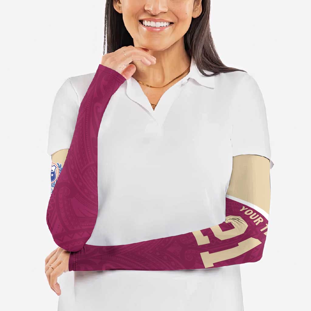 Queensland Samoa Custom Arm Sleeves Maroon Pacific Polynesian Tribal Pattern LT9 - Polynesian Pride