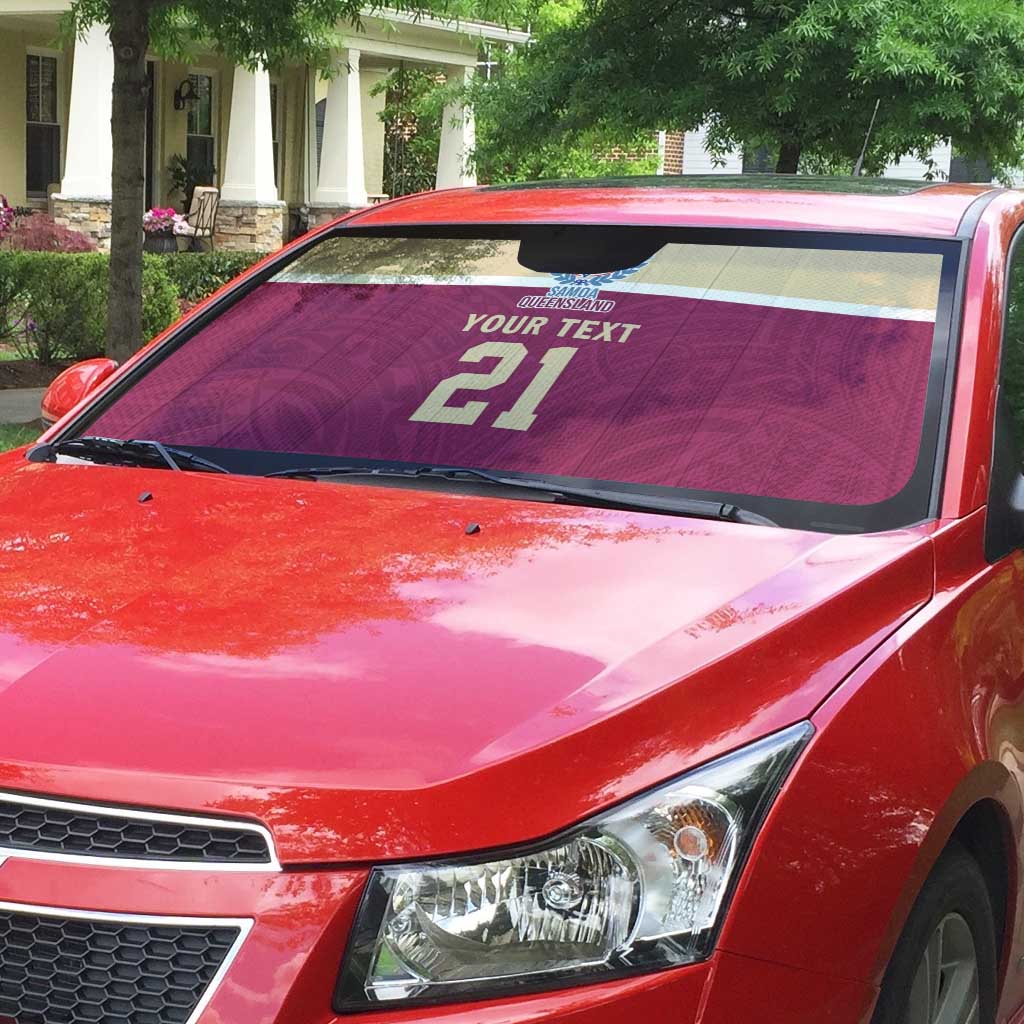 Queensland Samoa Custom Auto Sun Shade Maroon Pacific Polynesian Tribal Pattern - Polynesian Pride