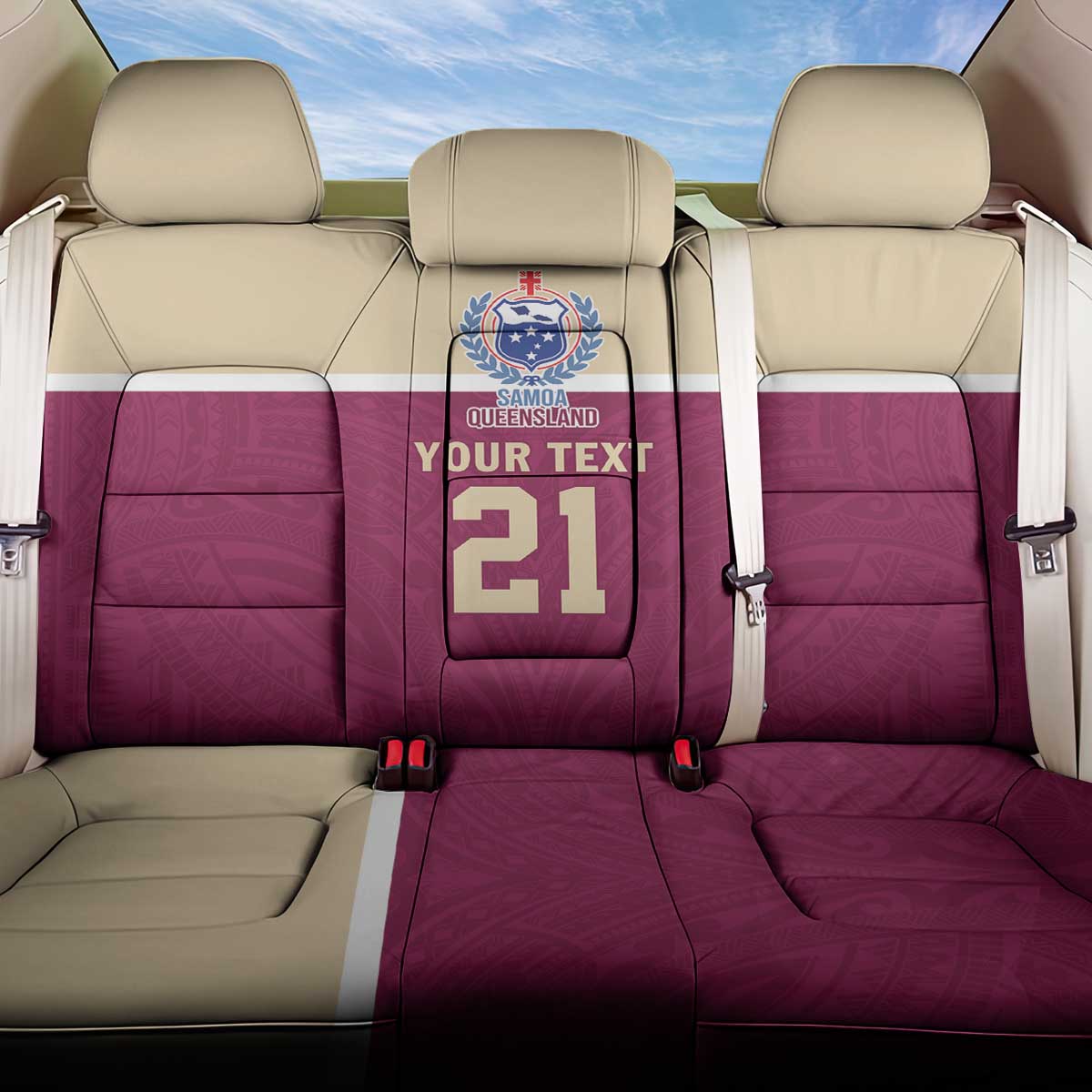 Queensland Samoa Custom Back Car Seat Cover Maroon Pacific Polynesian Tribal Pattern LT9 One Size Maroon - Polynesian Pride