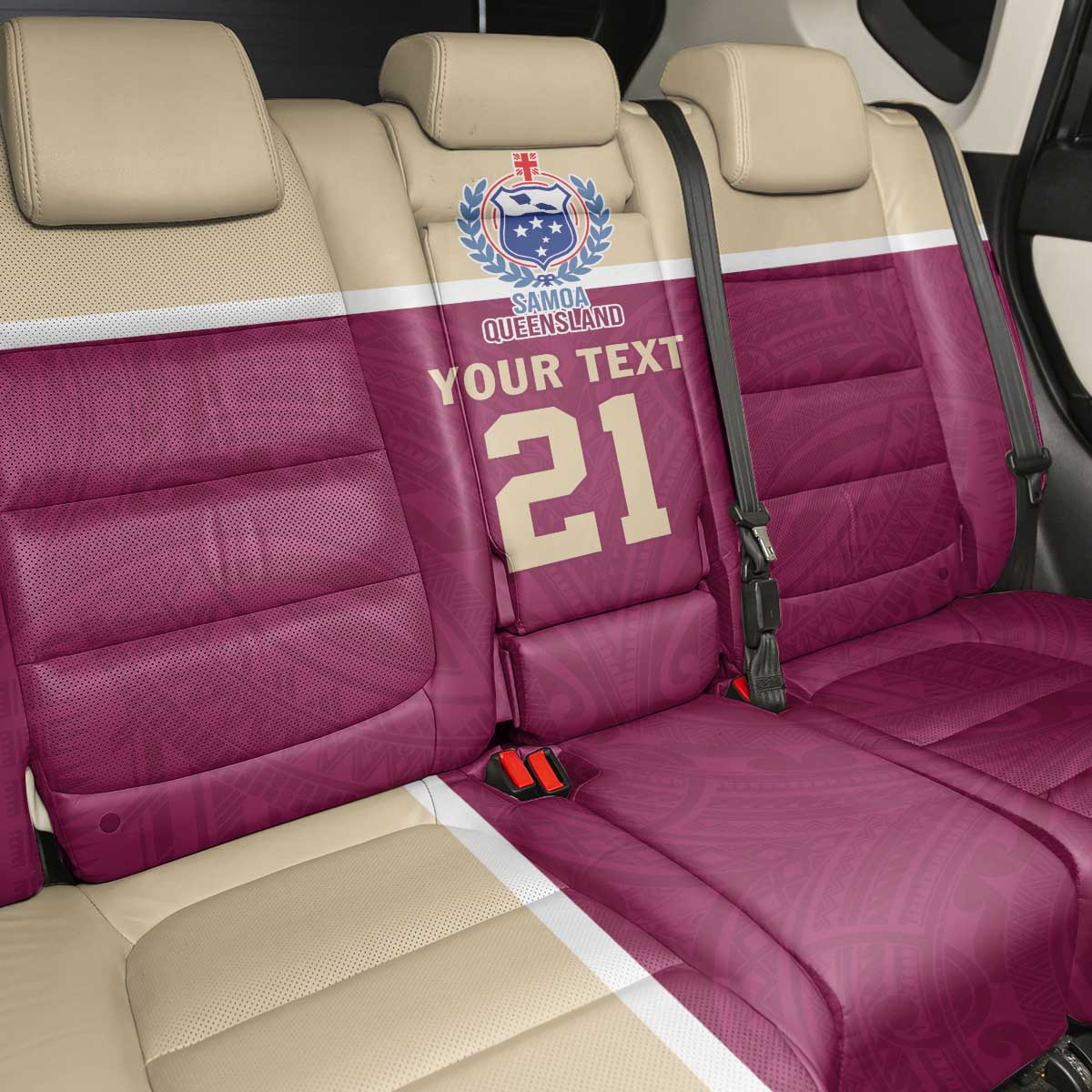 Queensland Samoa Custom Back Car Seat Cover Maroon Pacific Polynesian Tribal Pattern LT9 - Polynesian Pride