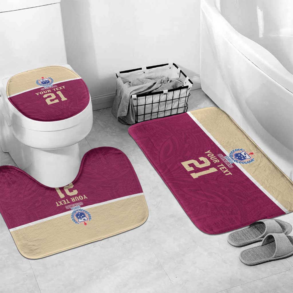 Queensland Samoa Custom Bathroom Set Maroon Pacific Polynesian Tribal Pattern - Polynesian Pride