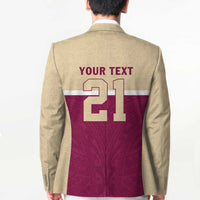 Queensland Samoa Custom Blazer Maroon Pacific Polynesian Tribal Pattern LT9 - Polynesian Pride