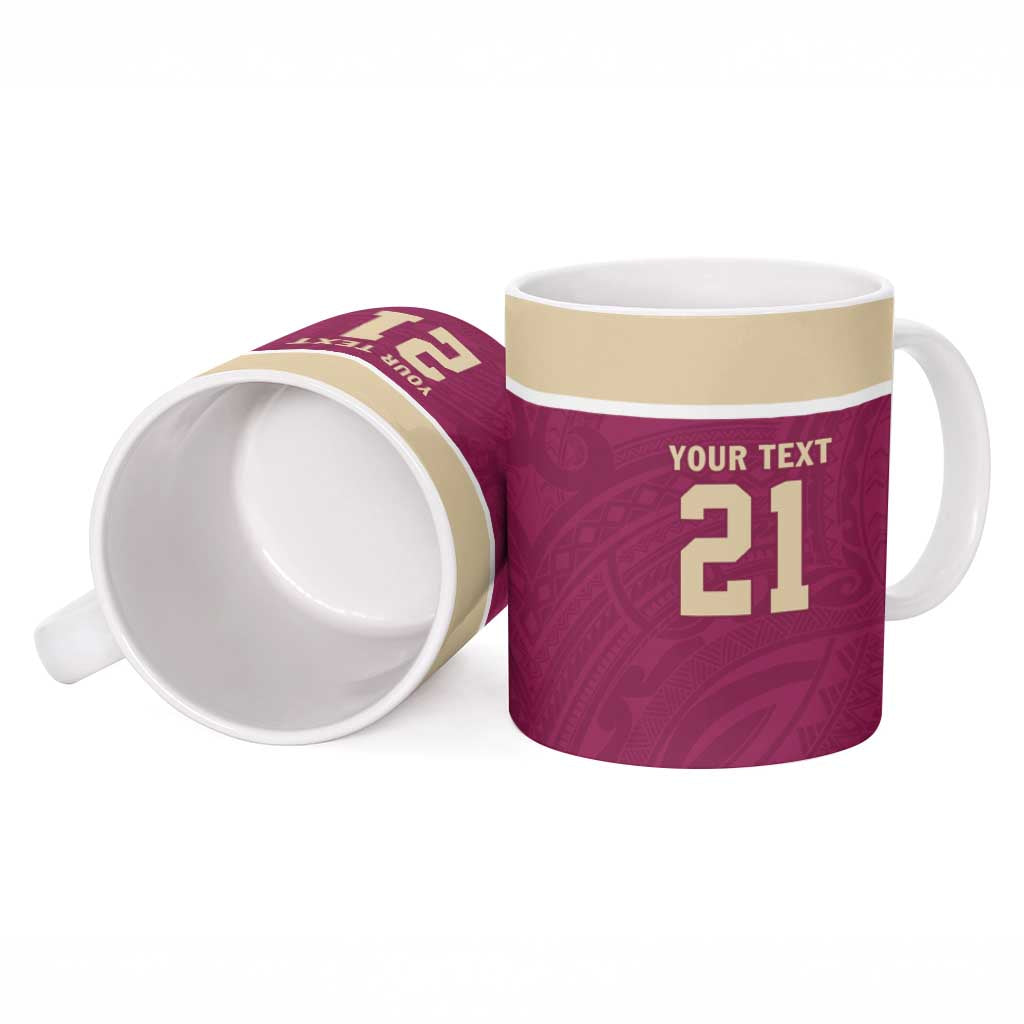 Queensland Samoa Custom Ceramic Mug Maroon Pacific Polynesian Tribal Pattern - Polynesian Pride