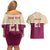 Queensland Samoa Custom Couples Matching Off Shoulder Short Dress and Hawaiian Shirt Maroon Pacific Polynesian Tribal Pattern