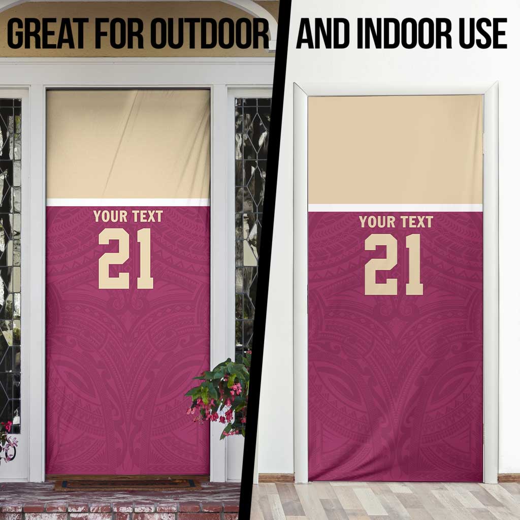 Queensland Samoa Custom Door Cover Maroon Pacific Polynesian Tribal Pattern - Polynesian Pride