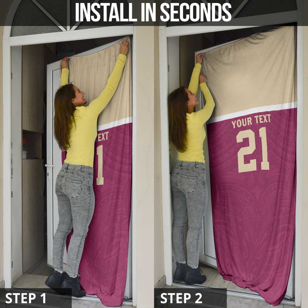 Queensland Samoa Custom Door Cover Maroon Pacific Polynesian Tribal Pattern - Polynesian Pride