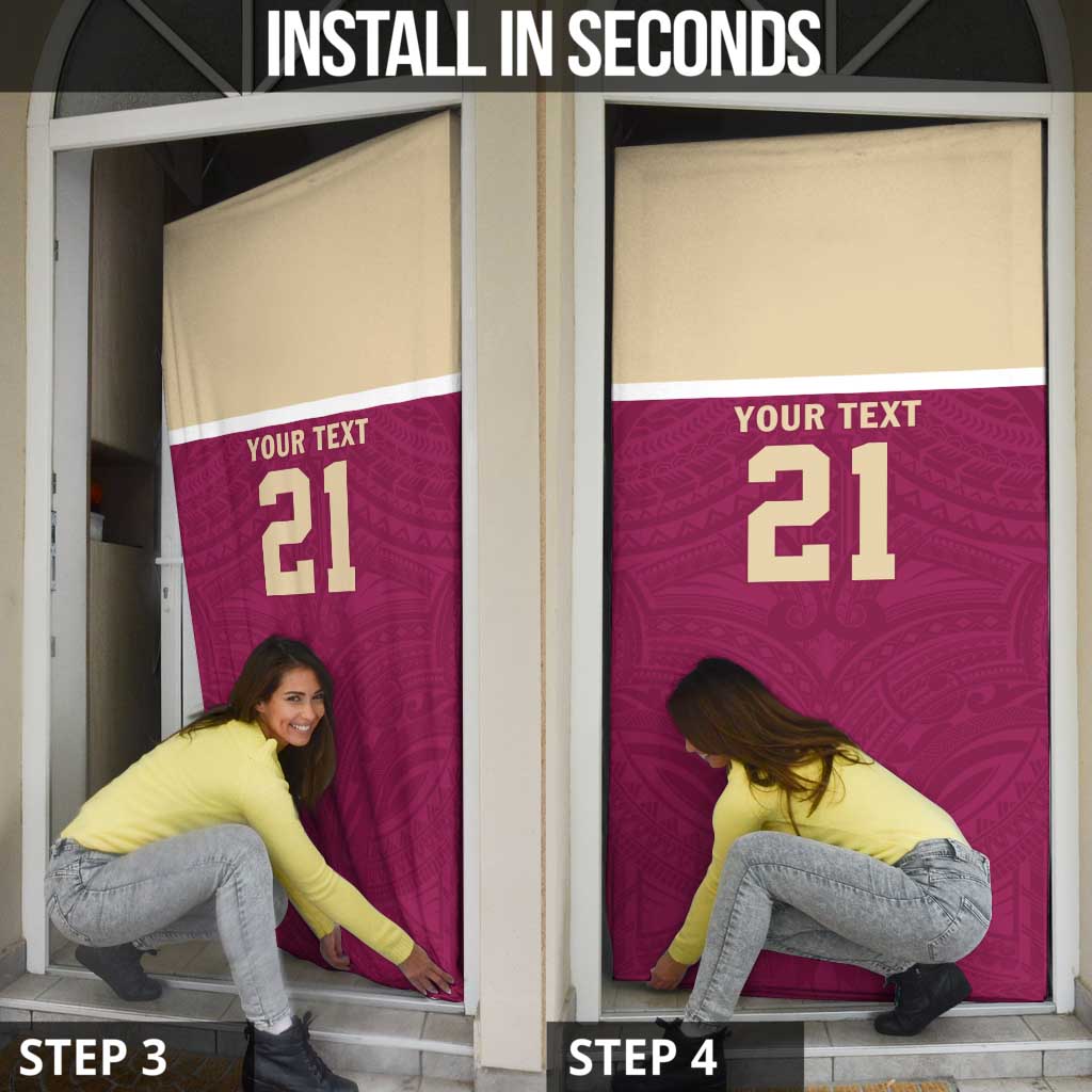 Queensland Samoa Custom Door Cover Maroon Pacific Polynesian Tribal Pattern - Polynesian Pride