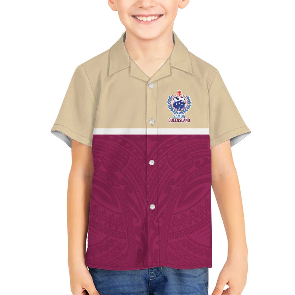 Queensland Samoa Custom Family Matching Summer Maxi Dress and Hawaiian Shirt Maroon Pacific Polynesian Tribal Pattern