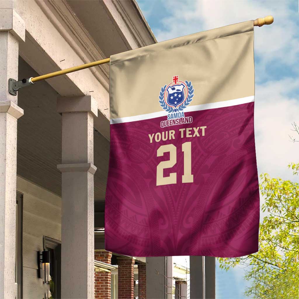 Queensland Samoa Custom Garden Flag Maroon Pacific Polynesian Tribal Pattern