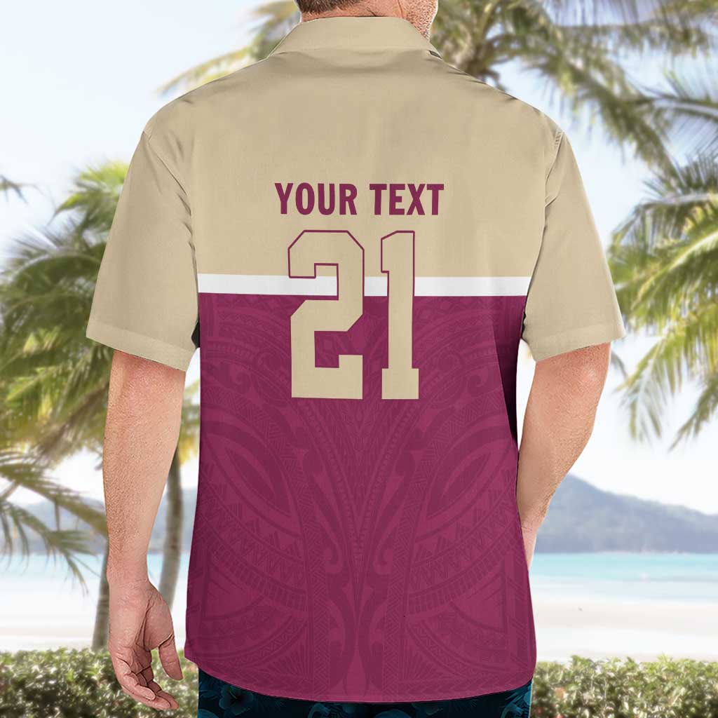 Queensland Samoa Custom Hawaiian Shirt Maroon Pacific Polynesian Tribal Pattern