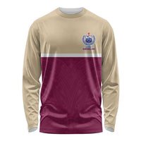 Queensland Samoa Custom Long Sleeve Shirt Maroon Pacific Polynesian Tribal Pattern