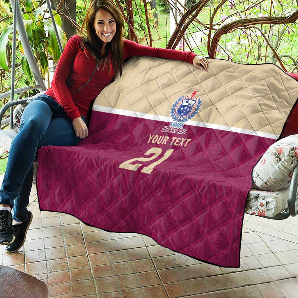Queensland Samoa Custom Quilt Maroon Pacific Polynesian Tribal Pattern