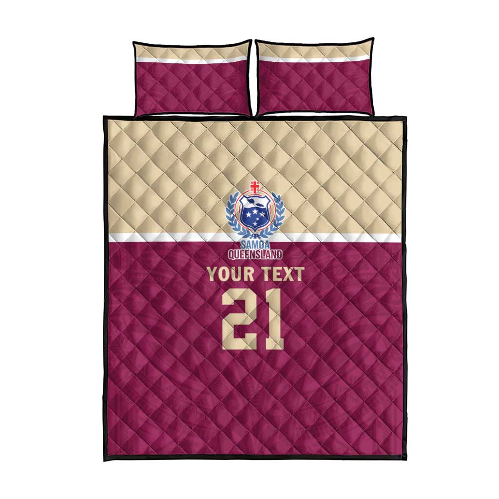 Queensland Samoa Custom Quilt Bed Set Maroon Pacific Polynesian Tribal Pattern