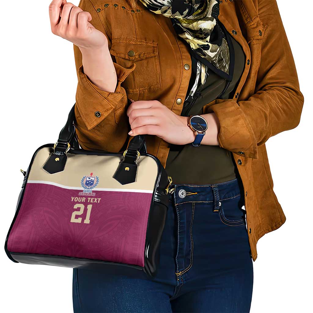 Queensland Samoa Custom Shoulder Handbag Maroon Pacific Polynesian Tribal Pattern LT9 - Polynesian Pride
