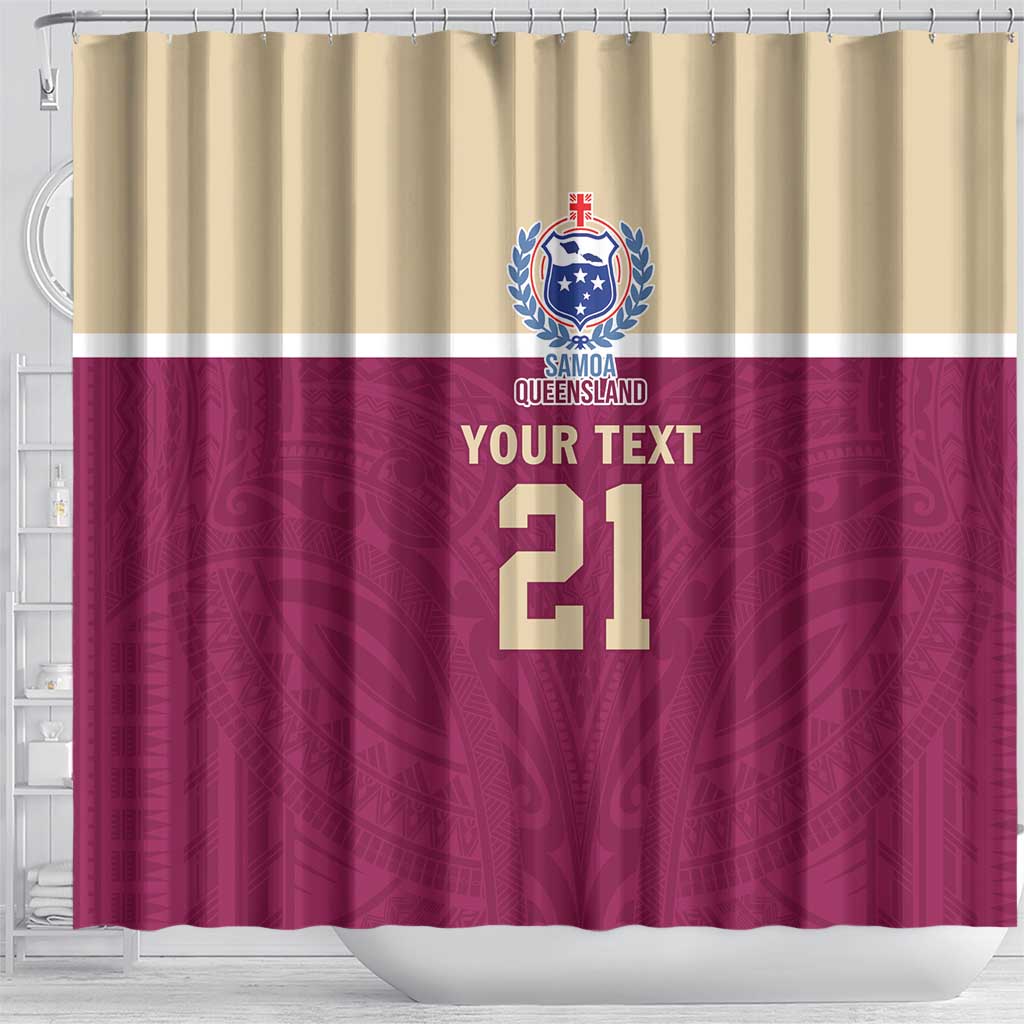 Queensland Samoa Custom Shower Curtain Maroon Pacific Polynesian Tribal Pattern