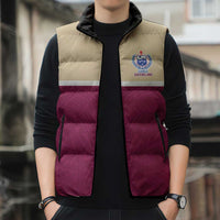 Queensland Samoa Custom Sleeveless Puffer Jacket Maroon Pacific Polynesian Tribal Pattern - Polynesian Pride