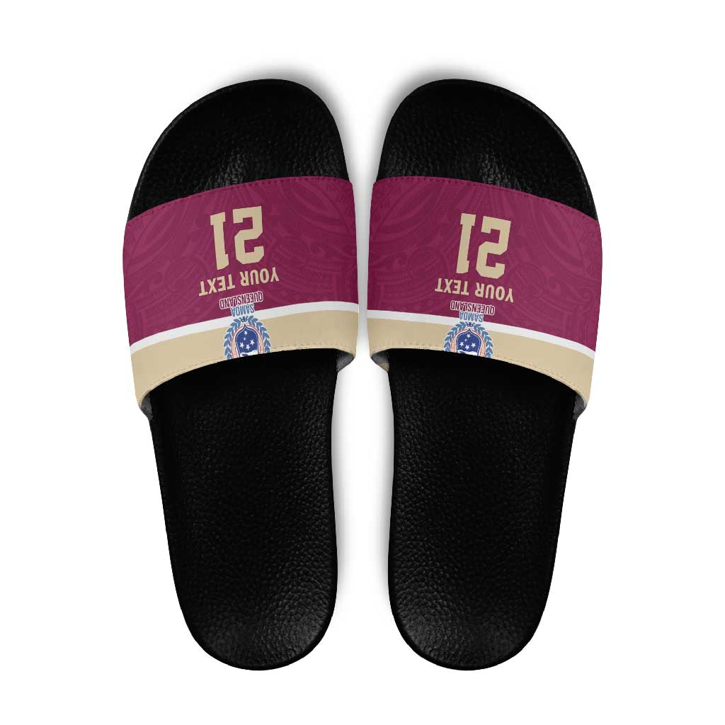 Queensland Samoa Custom Slide Sandals Maroon Pacific Polynesian Tribal Pattern - Polynesian Pride