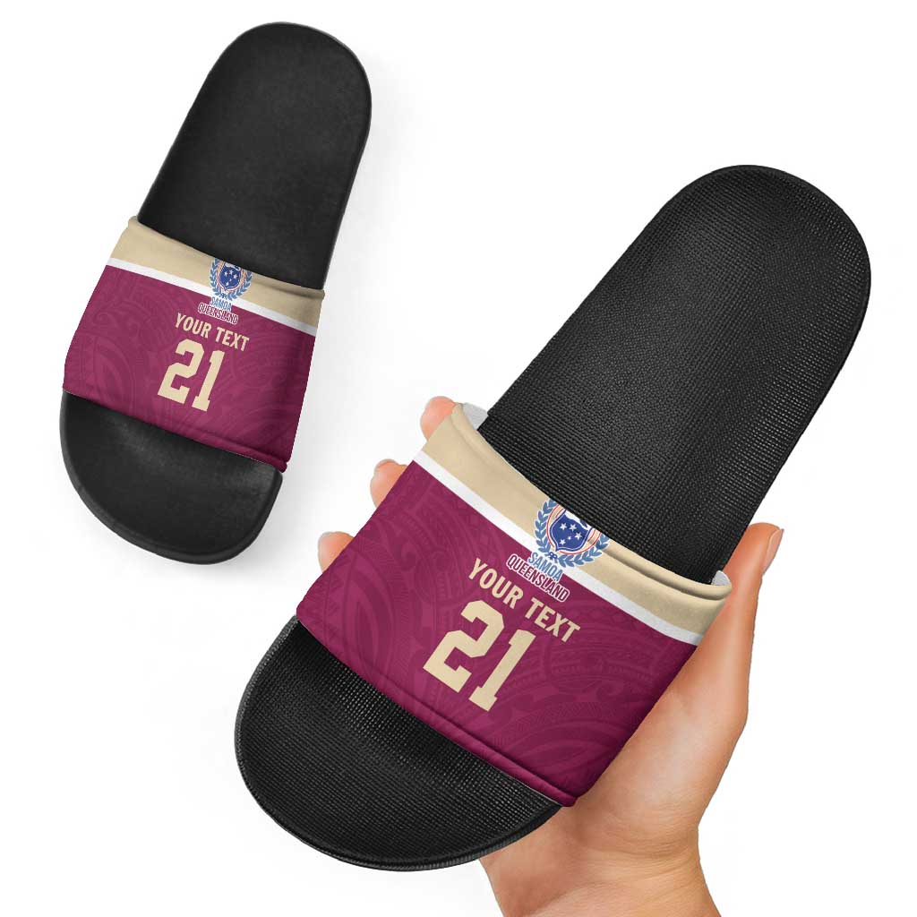 Queensland Samoa Custom Slide Sandals Maroon Pacific Polynesian Tribal Pattern - Polynesian Pride
