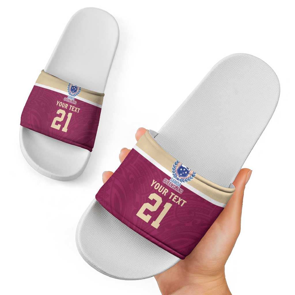 Queensland Samoa Custom Slide Sandals Maroon Pacific Polynesian Tribal Pattern - Polynesian Pride