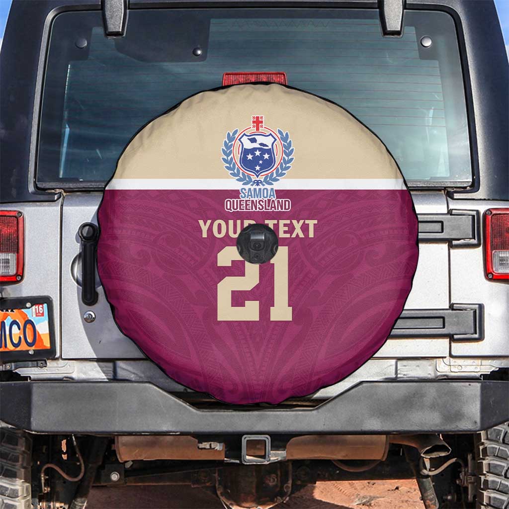 Queensland Samoa Custom Spare Tire Cover Maroon Pacific Polynesian Tribal Pattern