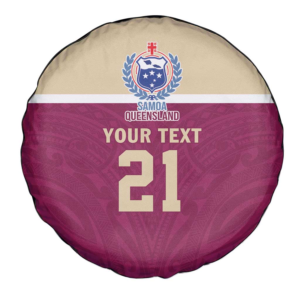 Queensland Samoa Custom Spare Tire Cover Maroon Pacific Polynesian Tribal Pattern