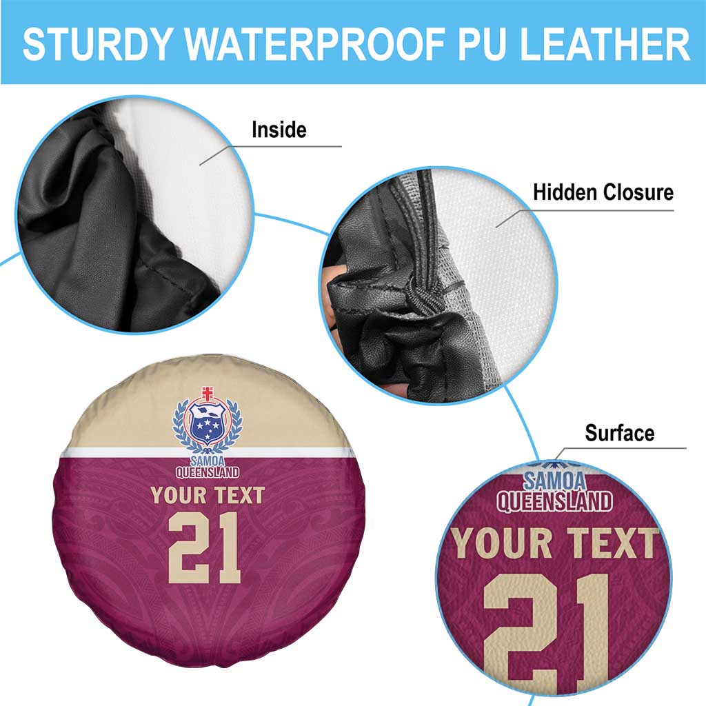 Queensland Samoa Custom Spare Tire Cover Maroon Pacific Polynesian Tribal Pattern