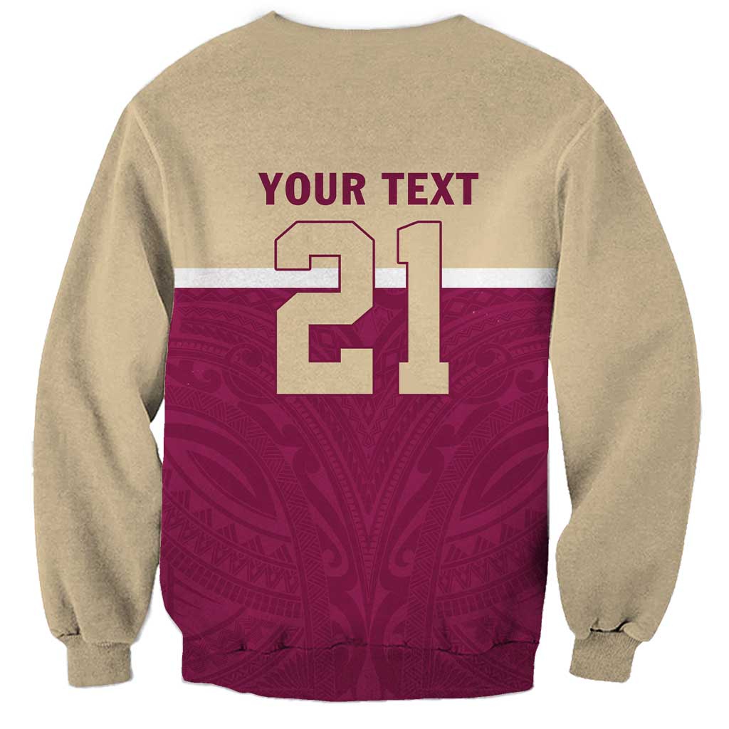 Queensland Samoa Custom Sweatshirt Maroon Pacific Polynesian Tribal Pattern