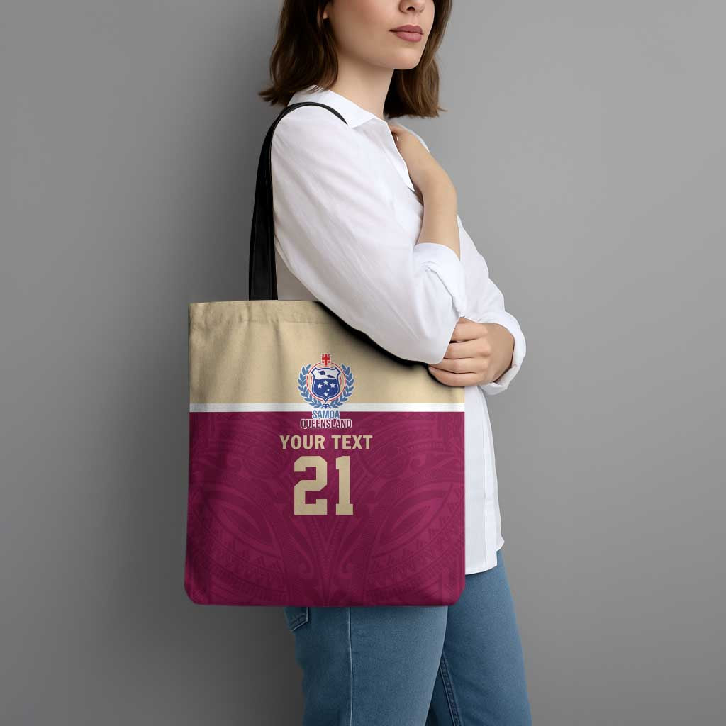 Queensland Samoa Custom Tote Bag Maroon Pacific Polynesian Tribal Pattern LT9 - Polynesian Pride