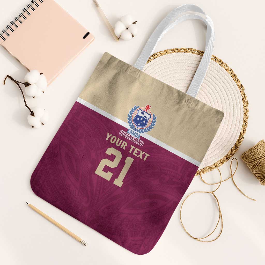 Queensland Samoa Custom Tote Bag Maroon Pacific Polynesian Tribal Pattern LT9 White Strap One Size Maroon - Polynesian Pride