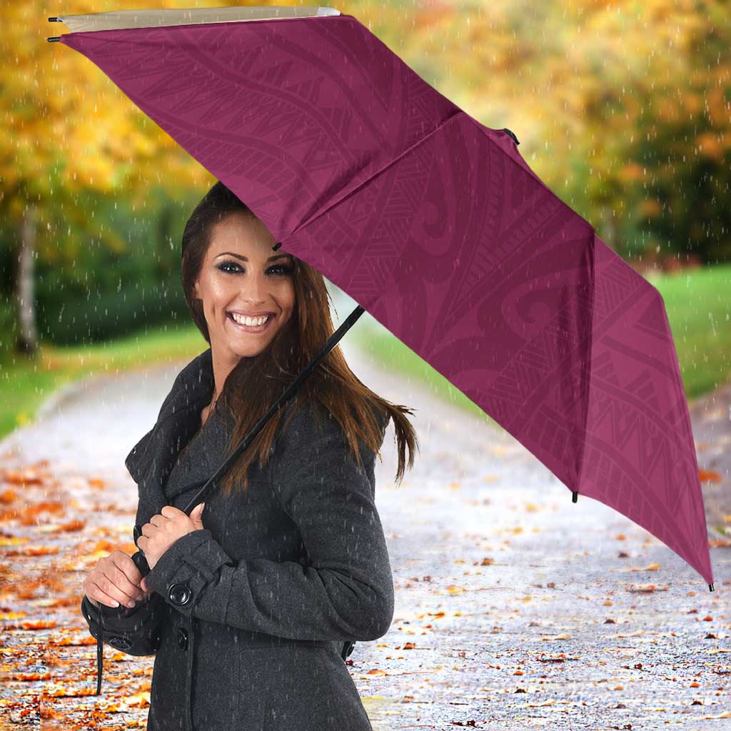 Queensland Samoa Custom Umbrella Maroon Pacific Polynesian Tribal Pattern - Polynesian Pride